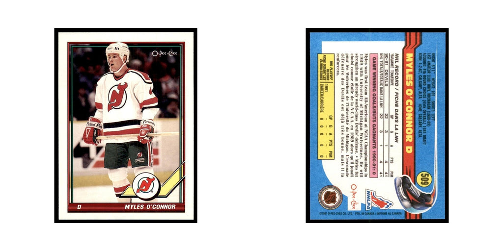Myles O'Connor Rookie 1991 O-Pee-Chee #509 New Jersey Devils Hockey Card NM