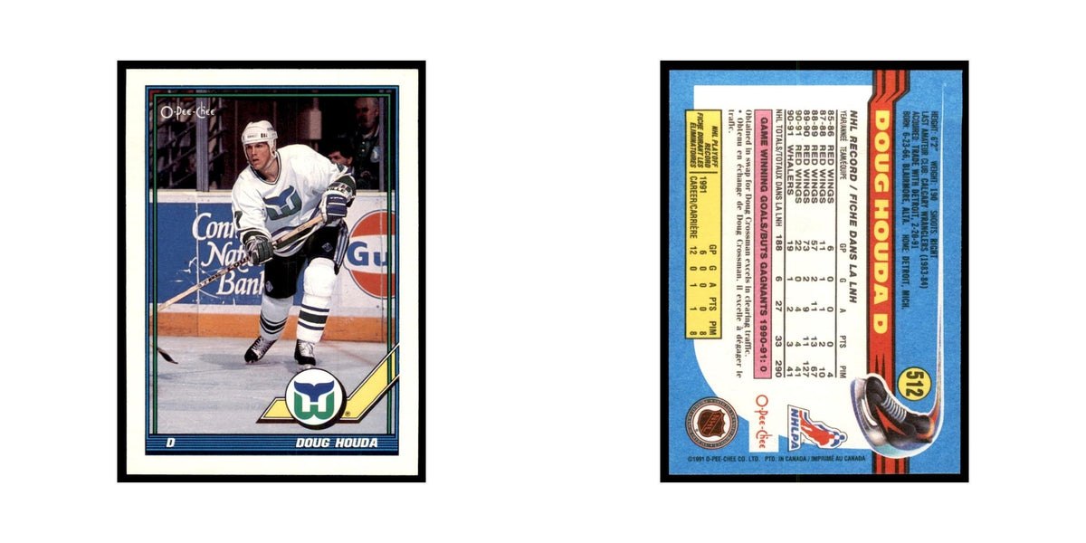 Doug Houda 1991 O-Pee-Chee #512 Hartford Whalers Hockey Card NM
