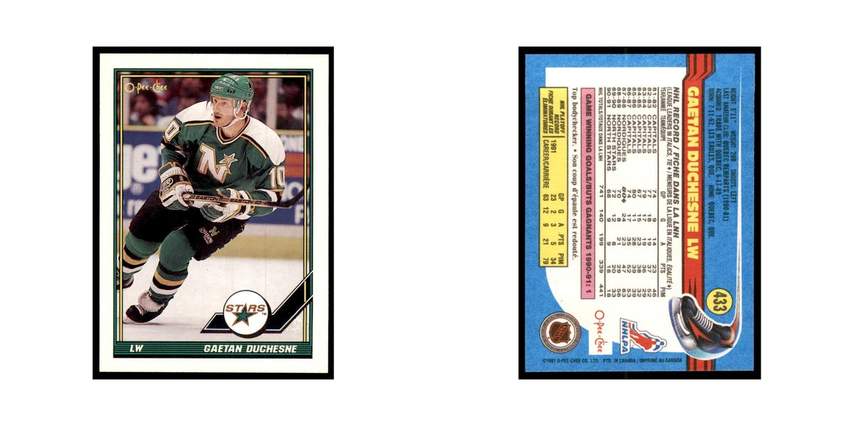 Gaetan Duchesne 1991 O-Pee-Chee #433 Minnesota North Stars Hockey Card NM