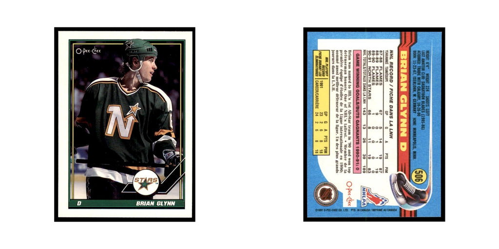 Brian Glynn Rookie 1991 O-Pee-Chee #506 Minnesota North Stars Hockey Card NM