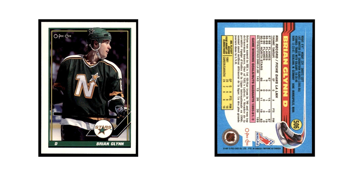 Brian Glynn Rookie 1991 O-Pee-Chee #506 Minnesota North Stars Hockey Card NM