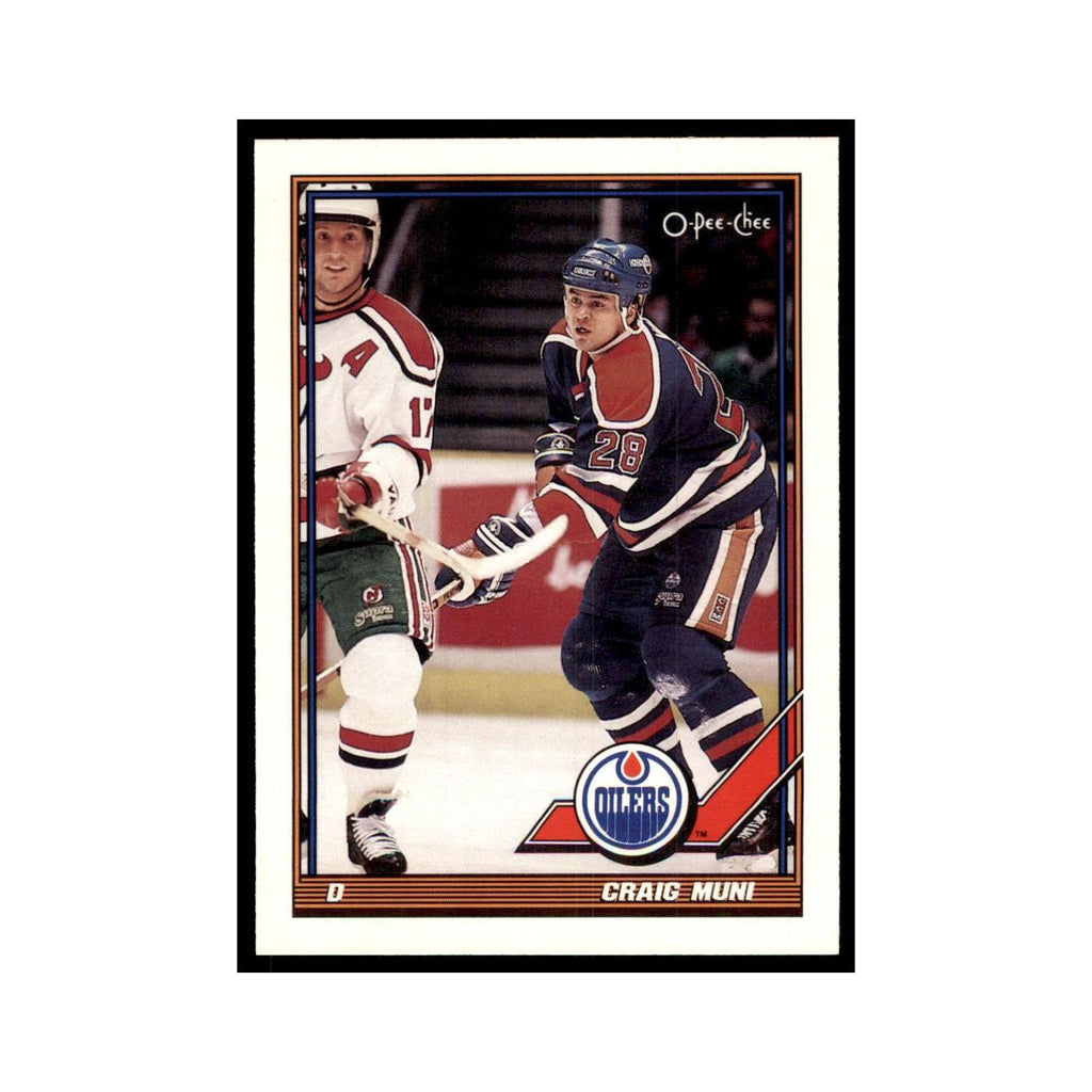 Craig Muni 1991 O-Pee-Chee #479 Edmonton Oilers Hockey Card NM