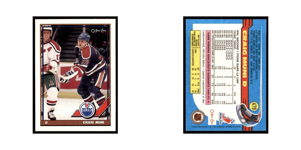 Craig Muni 1991 O-Pee-Chee #479 Edmonton Oilers Hockey Card NM