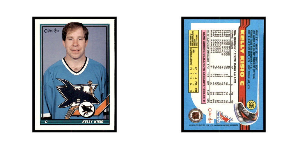 Kelly Kisio 1991 O-Pee-Chee #335 San Jose Sharks Hockey Card NM