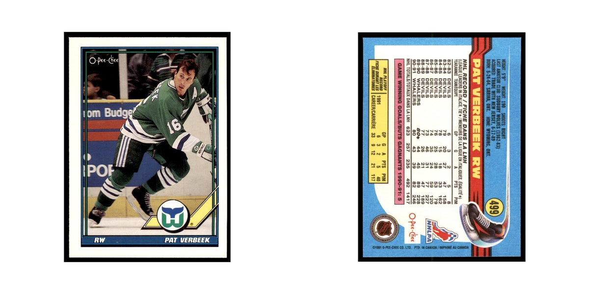 Pat Verbeek 1991 O-Pee-Chee #499 Hartford Whalers Hockey Card NM