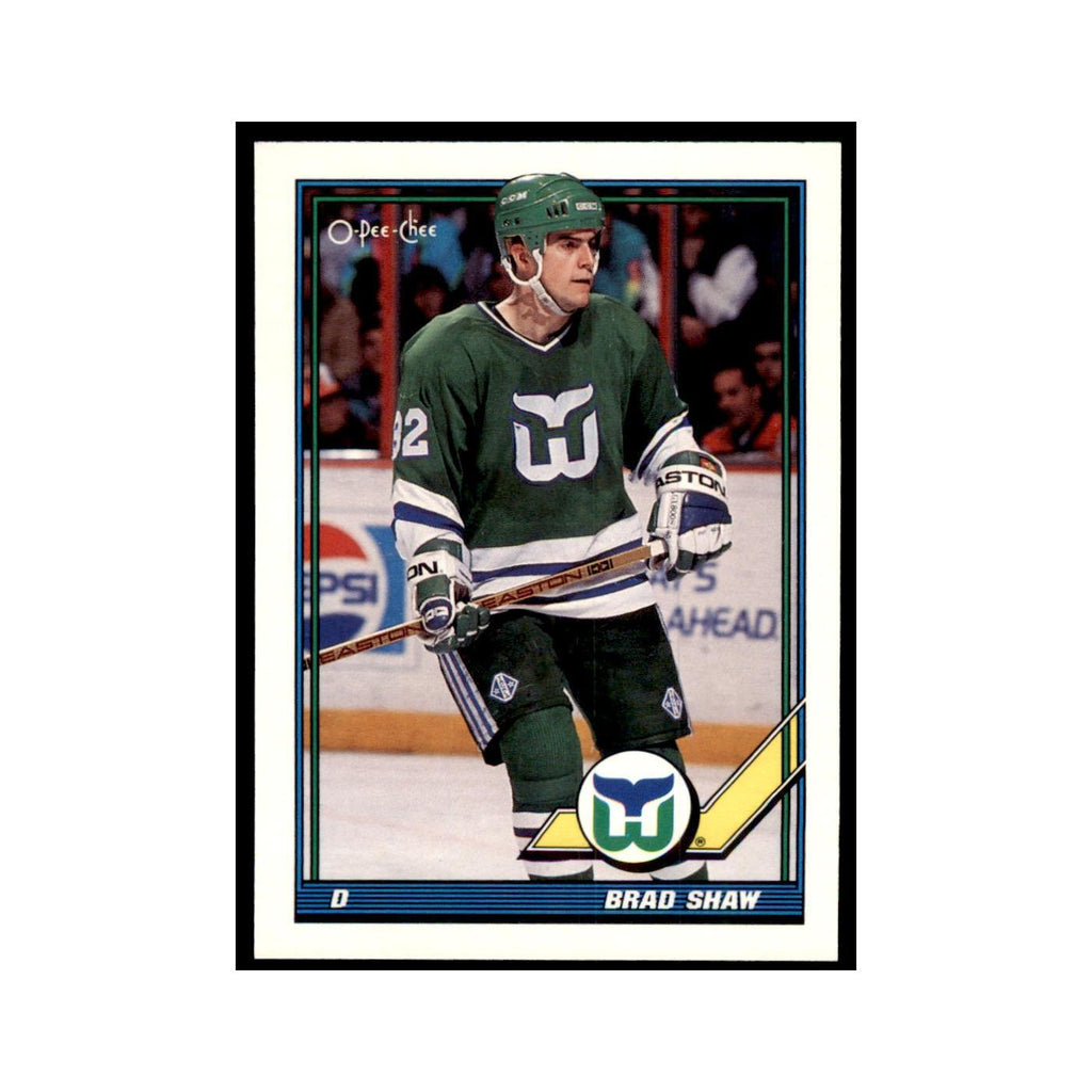 Brad Shaw 1991 O-Pee-Chee #442 Hartford Whalers Hockey Card NM