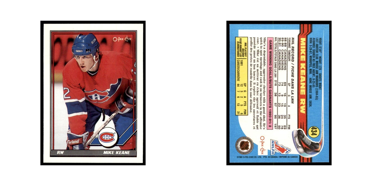 Mike Keane 1991 O-Pee-Chee #434 Montreal Canadiens Hockey Card NM