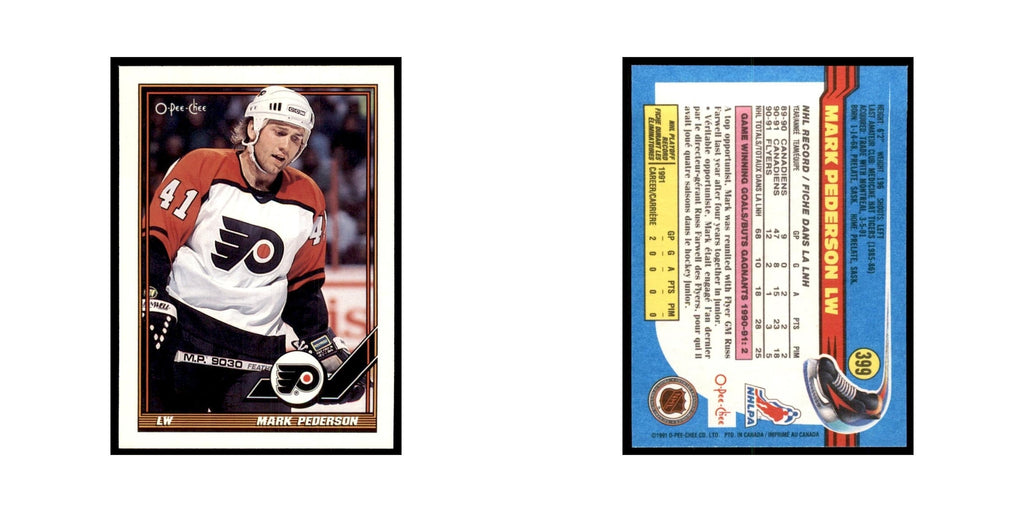 Mark Pederson 1991 O-Pee-Chee #399 Philadelphia Flyers Hockey Card NM
