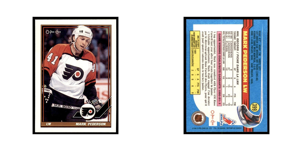 Mark Pederson 1991 O-Pee-Chee #399 Philadelphia Flyers Hockey Card NM