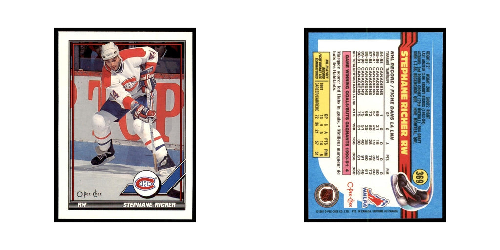 Stephane Richer 1991 O-Pee-Chee #369 Montreal Canadiens Hockey Card NM