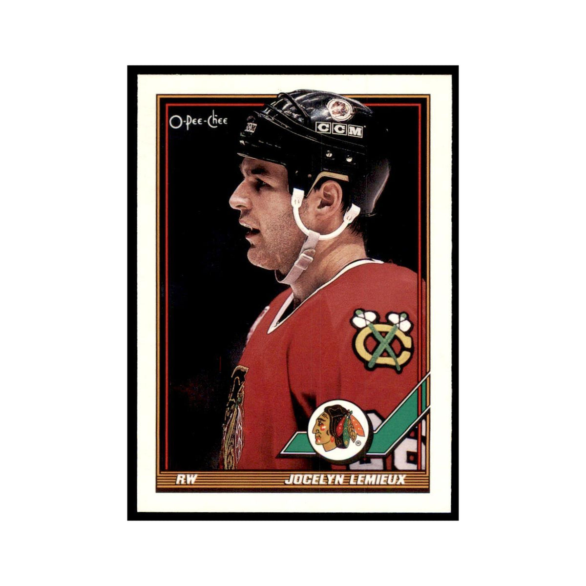 Jocelyn Lemieux 1991 O-Pee-Chee #453 Chicago Blackhawks Hockey Card NM