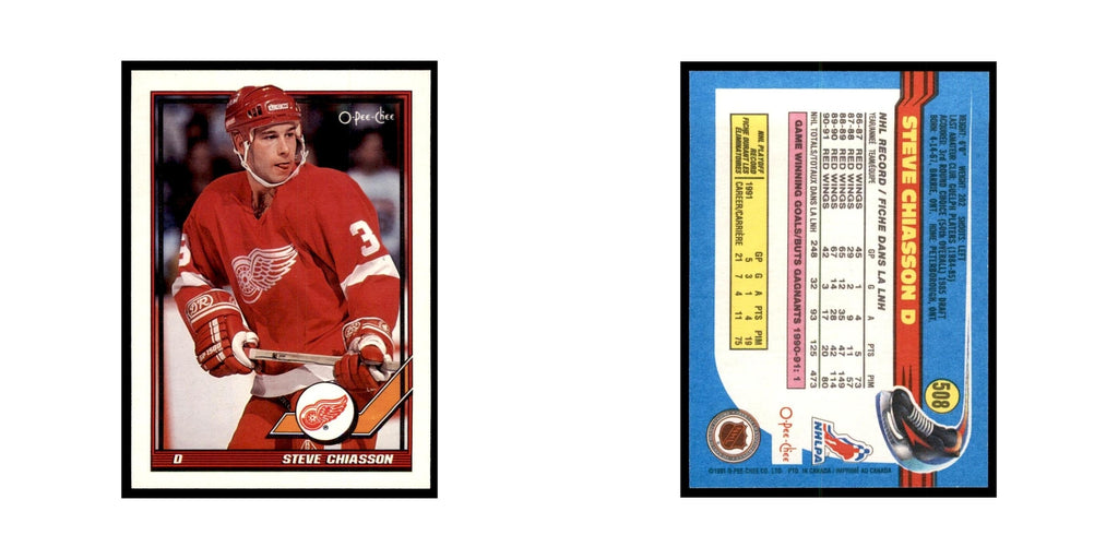 Steve Chiasson 1991 O-Pee-Chee #508 Detroit Red Wings Hockey Card NM