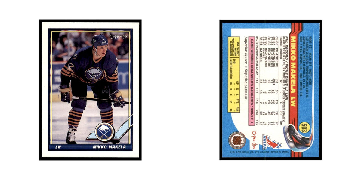 Mikko Makela 1991 O-Pee-Chee #503 Buffalo Sabres Hockey Card NM