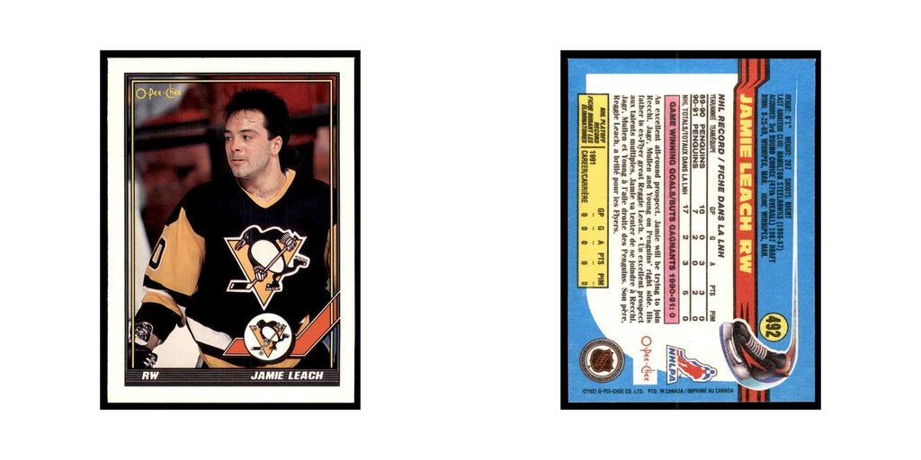 Jamie Leach 1991 O-Pee-Chee #492 Pittsburgh Penguins Hockey Card NM