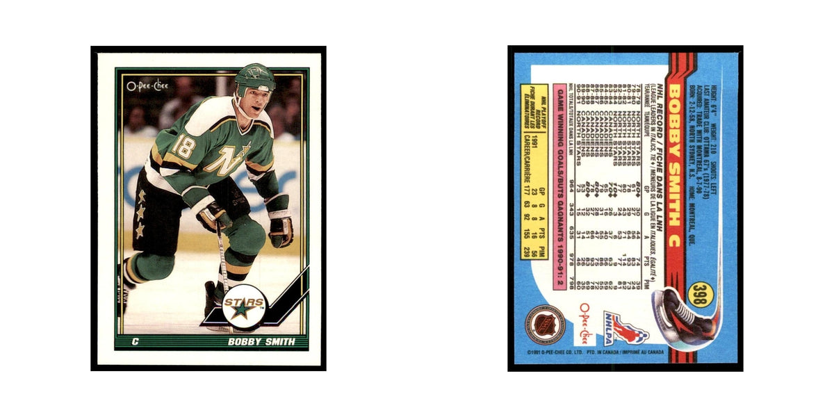 Bobby Smith 1991 O-Pee-Chee #398 Minnesota North Stars Hockey Card NM