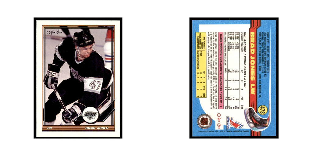 Brad Jones Rookie 1991 O-Pee-Chee #478 Los Angeles Kings Hockey Card NM