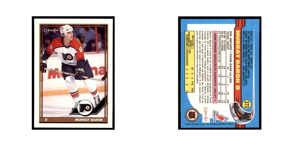 Murray Baron 1991 O-Pee-Chee #373 Philadelphia Flyers Hockey Card NM