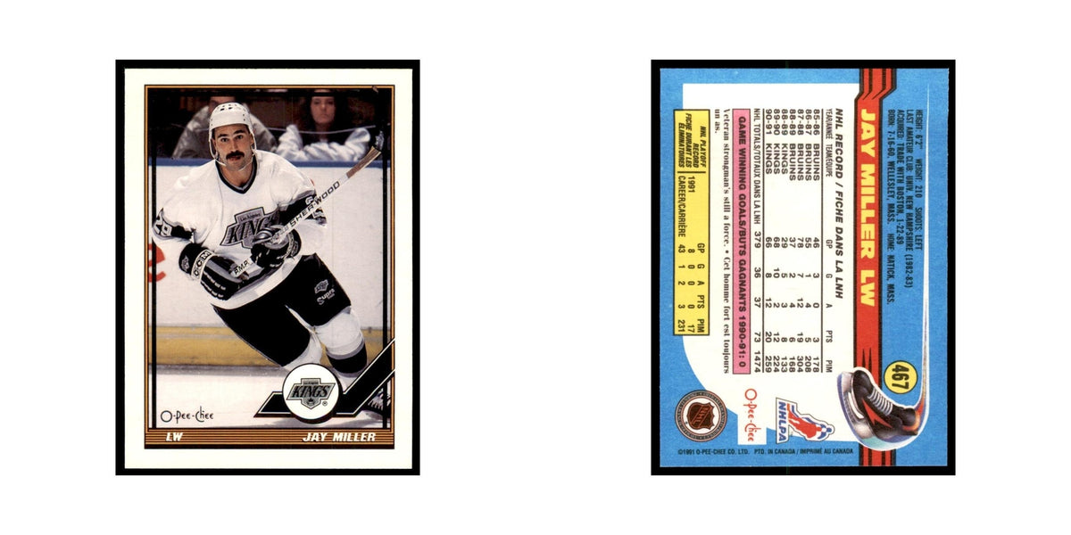 Jay Miller 1991 O-Pee-Chee #467 Los Angeles Kings Hockey Card NM