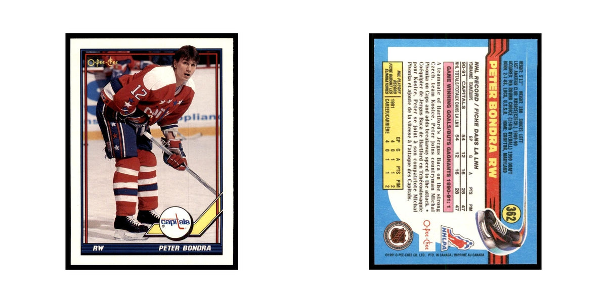 Peter Bondra 1991 O-Pee-Chee #362 Washington Capitals Hockey Card NM