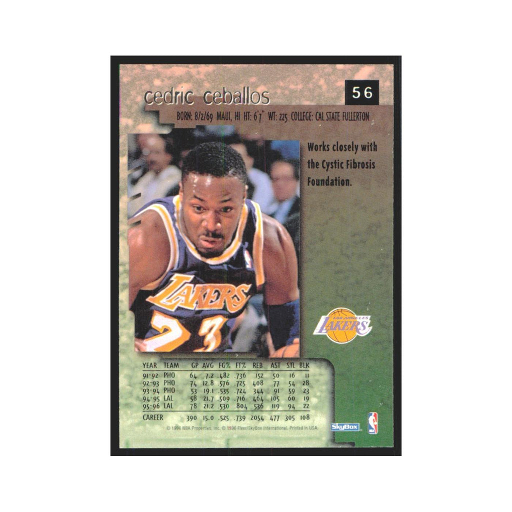 Cedric Ceballos 1996 SkyBox Premium #56 Los Angeles Lakers Basketball Card NM