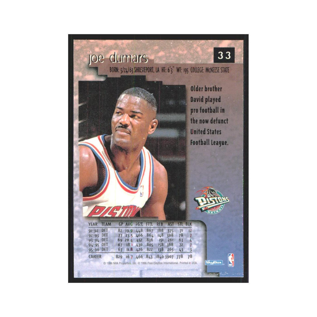 Joe Dumars 1996 SkyBox Premium #33 Detroit Pistons Basketball Card NM