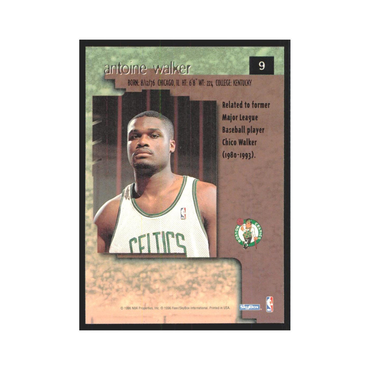 Antoine Walker 1996 SkyBox Premium #9 Boston Celtics Basketball Card NM