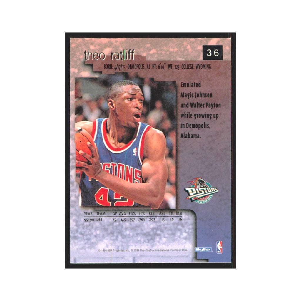 Theo Ratliff 1996 SkyBox Premium #36 Detroit Pistons Basketball Card NM