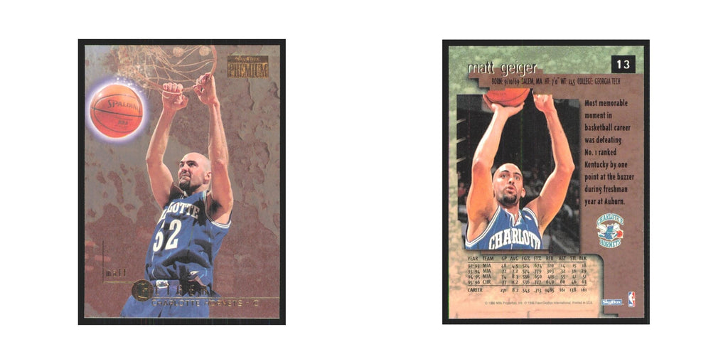 Matt Geiger 1996 SkyBox Premium #13 Charlotte Hornets Basketball Card NM
