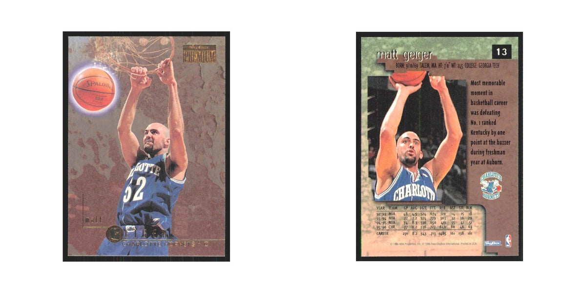 Matt Geiger 1996 SkyBox Premium #13 Charlotte Hornets Basketball Card NM