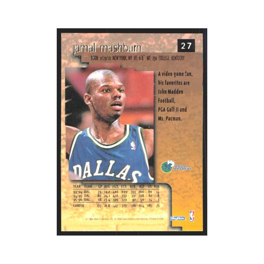Jamal Mashburn 1996 SkyBox Premium #27 Dallas Mavericks Basketball Card NM