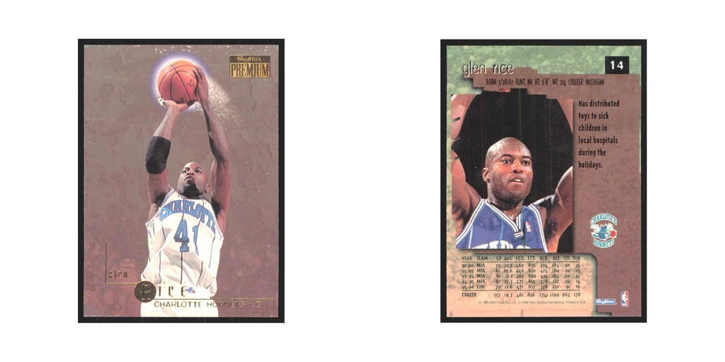 Glen Rice 1996 SkyBox Premium #14 Charlotte Hornets Basketball Card NM