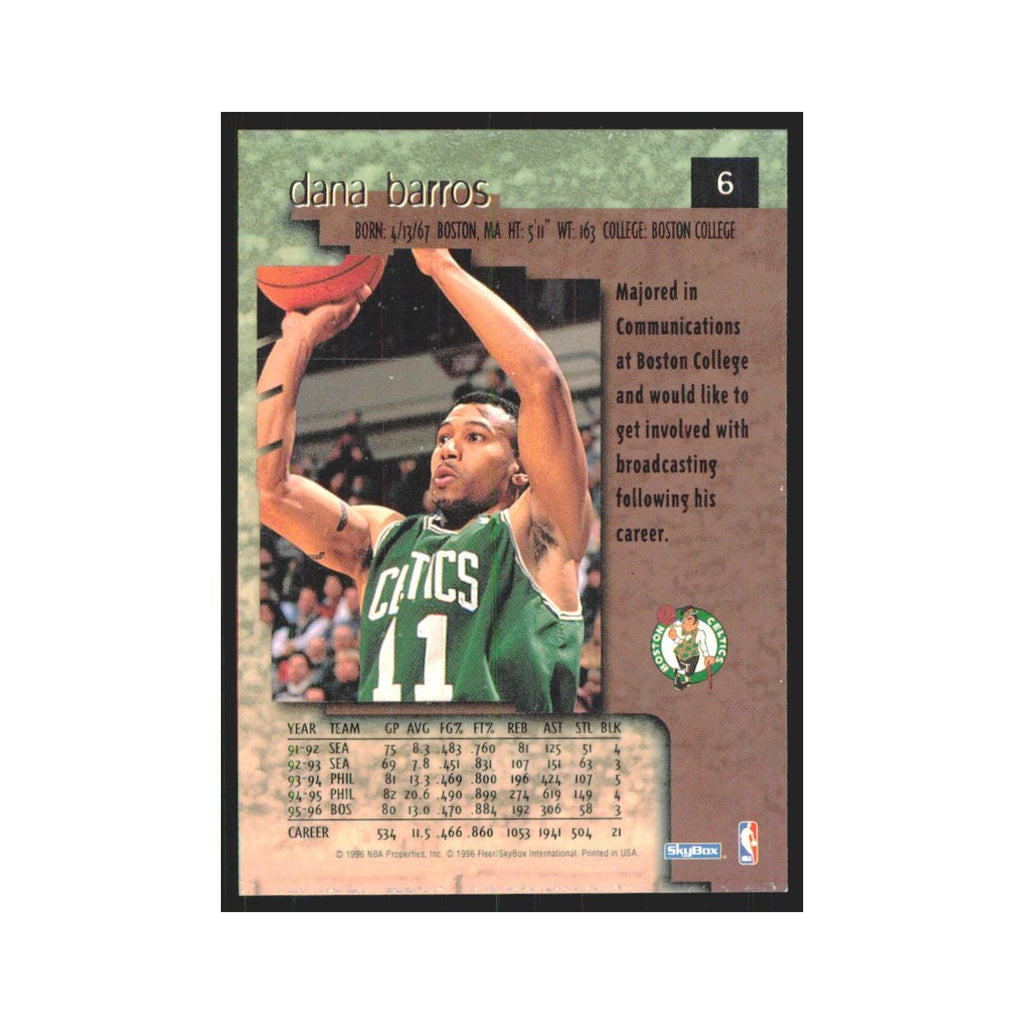 Dana Barros 1996 SkyBox Premium #6 Boston Celtics Basketball Card NM