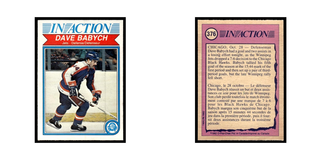 Dave Babych 1982 O-Pee-Chee #376 Winnipeg Jets Hockey Card EX