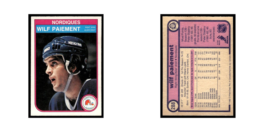 Wilf Paiement 1982 O-Pee-Chee #288 Quebec Nordiques Hockey Card EX