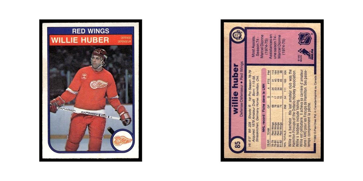 Willie Huber 1982 O-Pee-Chee #85 Detroit Red Wings Hockey Card EX