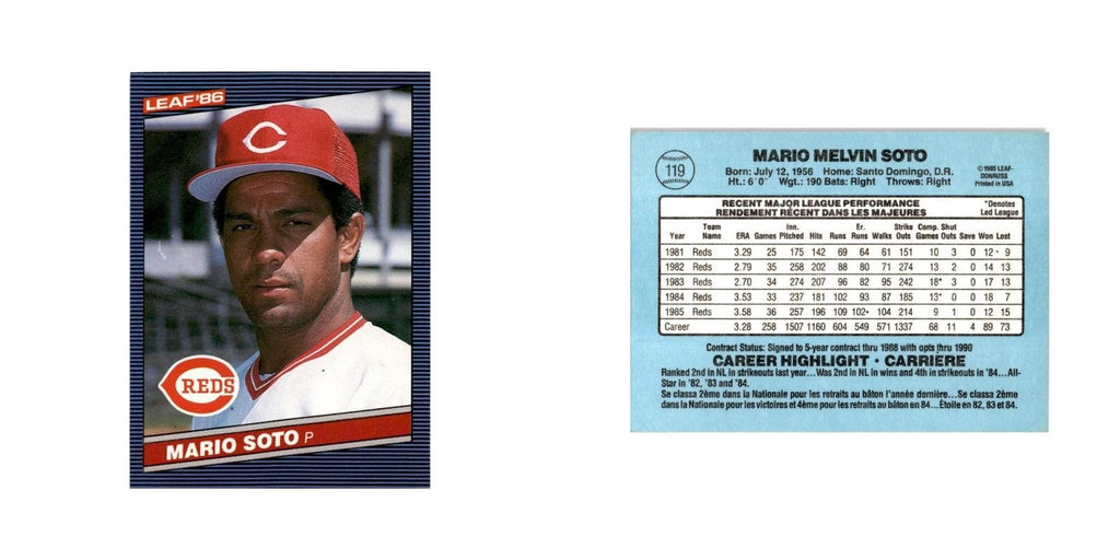 Mario Soto 1986 Leaf #119 Cincinnati Reds Baseball Card NM