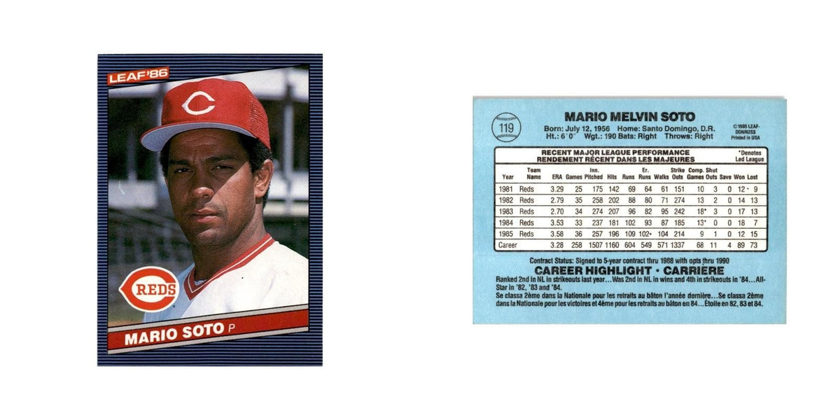 Mario Soto 1986 Leaf #119 Cincinnati Reds Baseball Card NM