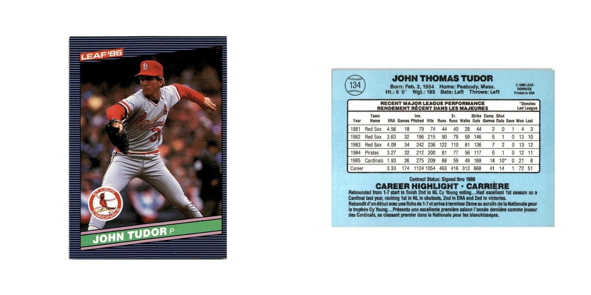 John Tudor 1986 Leaf #134 St. Louis Cardinals Baseball Card NM