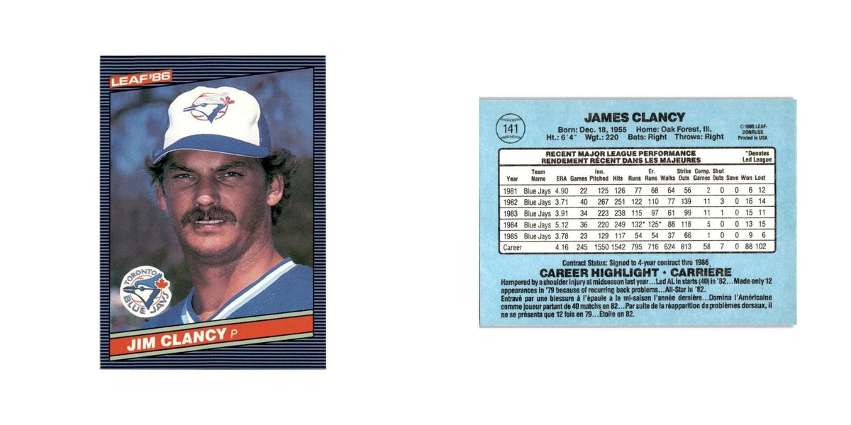 Jim Clancy 1986 Leaf #141 Toronto Blue Jays Baseball Card NM