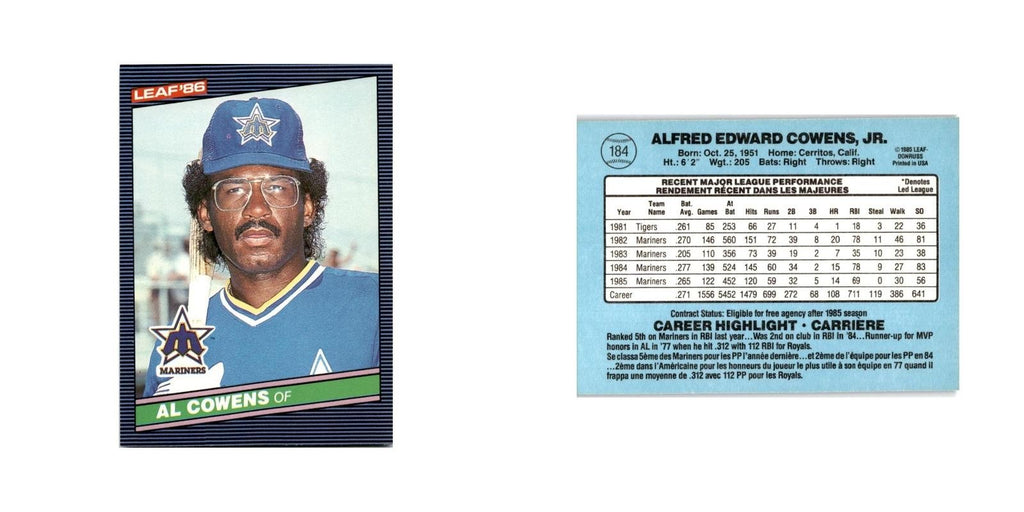Al Cowens 1986 Leaf #184 Seattle Mariners Baseball Card NM