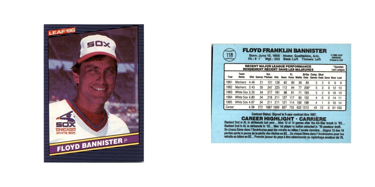 Floyd Bannister 1986 Leaf #118 Chicago White Sox Baseball Card NM