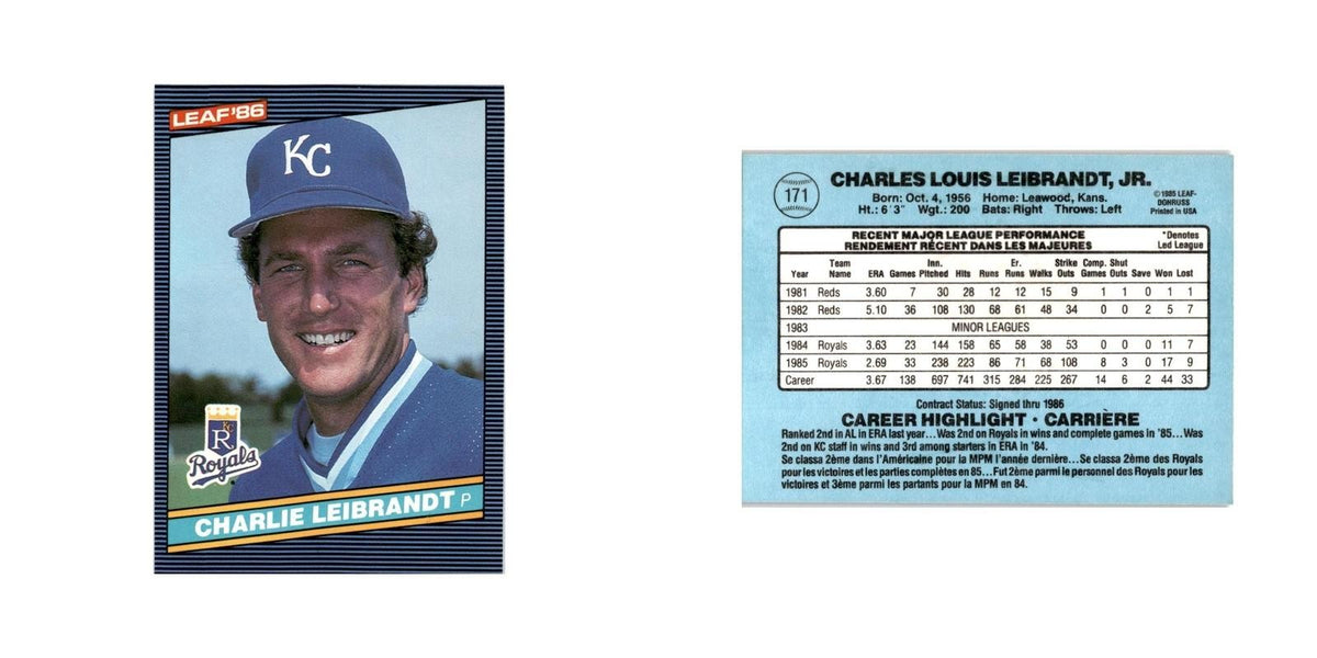 Charlie Leibrandt 1986 Leaf #171 Kansas City Royals Baseball Card NM