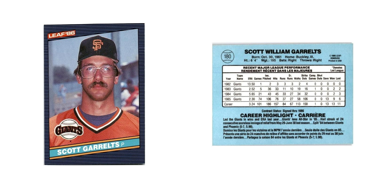 Scott Garrelts 1986 Leaf #180 San Francisco Giants Baseball Card NM