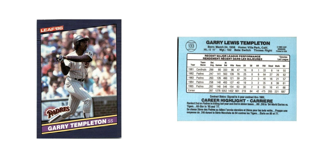 Garry Templeton 1986 Leaf #133 San Diego Padres Baseball Card NM