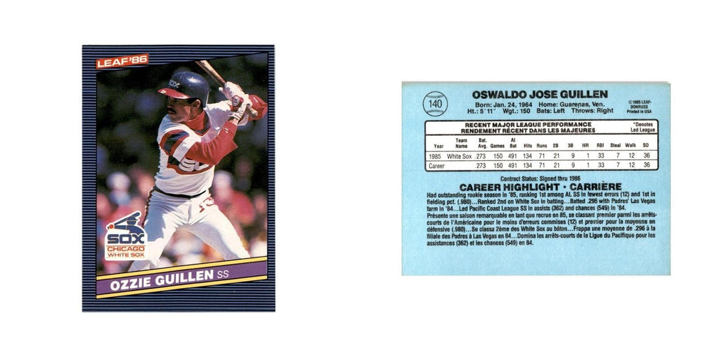 Ozzie Guillen 1986 Leaf #140 Chicago White Sox Baseball Card NM