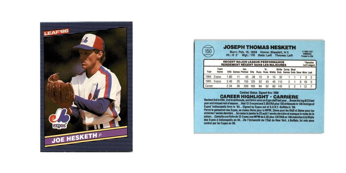 Joe Hesketh 1986 Leaf #150 Montreal Expos Baseball Card NM