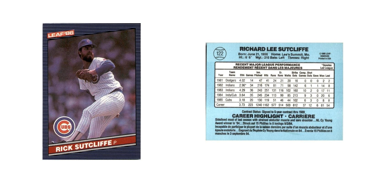 Rick Sutcliffe 1986 Leaf #122 Chicago Cubs Baseball Card NM