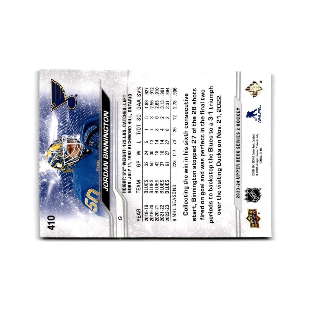 2023 Upper Deck Jordan Binnington St. Louis Blues #410