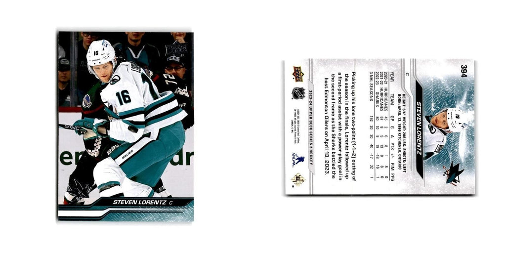 2023 Upper Deck Steven Lorentz San Jose Sharks #394