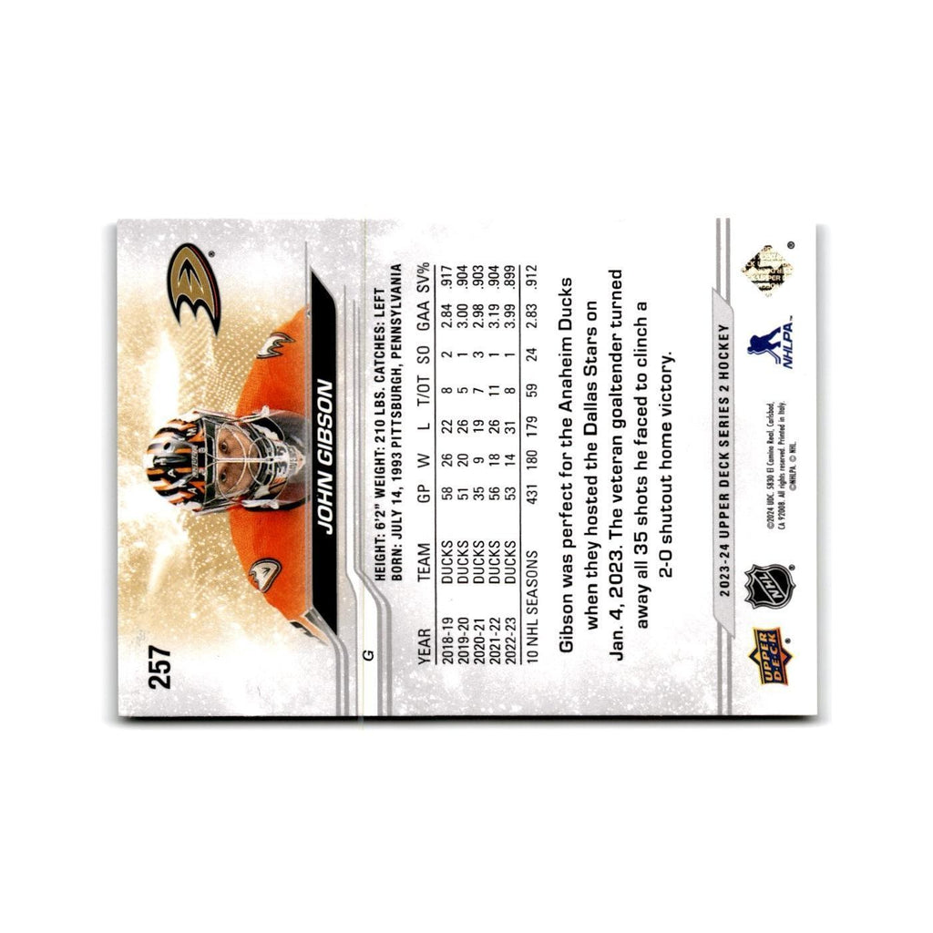 2023 Upper Deck John Gibson Anaheim Ducks #257